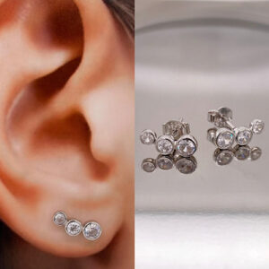 Trio Cubic Stud Earrings