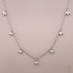 Dangling Half Leaf Flower Charm Necklace