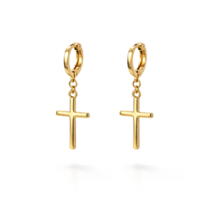 Dangling Cross Hoop Earrings