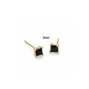3mm Square Black Cubic Golden Studs
